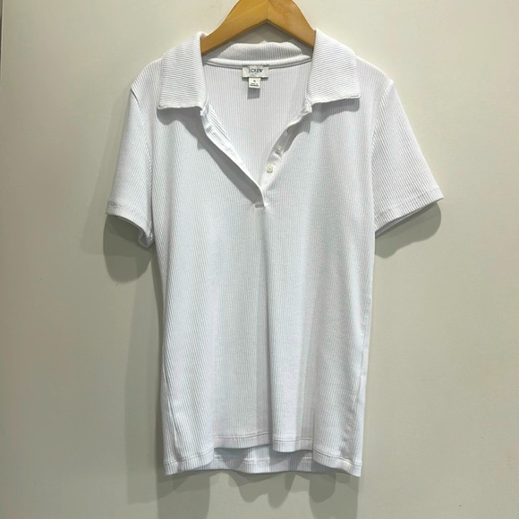 J crew White ribbed polo tee - Picture 4 of 8